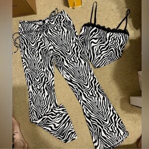 SHEIN Black and White Zebra Print Set